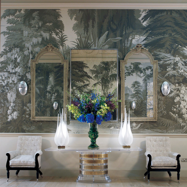 European Scenic Hand Painted Wallpaper eclectic-living-room