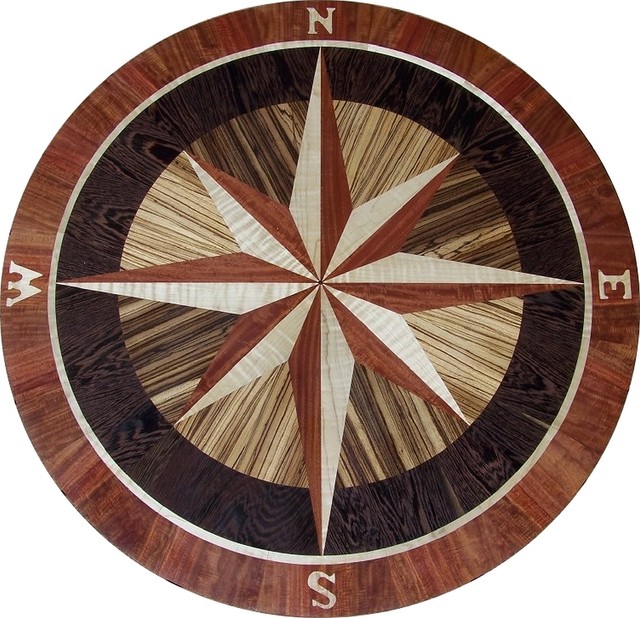 Compass Rose Hardwood Floor Medallion Inlay Eurybia 01 Style Floor