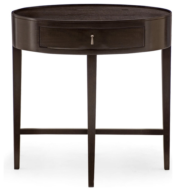 Bernhardt Haven Oval Shaped Nightstand in Raven Contemporary