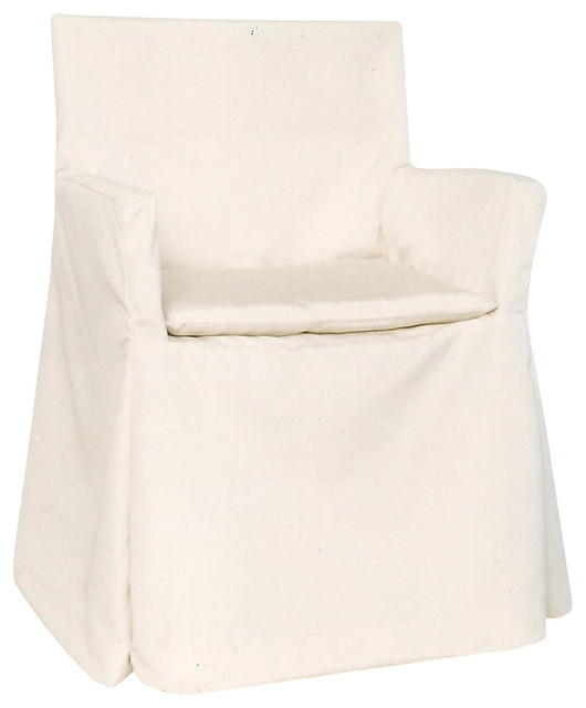 Director Chair Slipcovers, White Canvas, Long Skirt Contemporary Slipcovers And Chair Covers