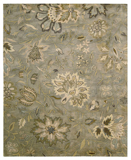 silver rug, floral, 