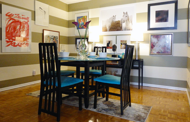 Contemporary Dining In Green And Blue Transitional