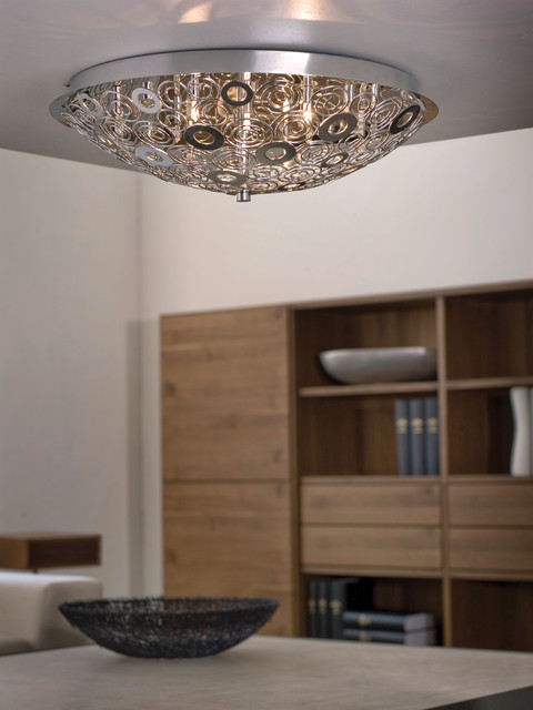 Eglo 90149A Cromer Chrome Flush Mount contemporary-living-room