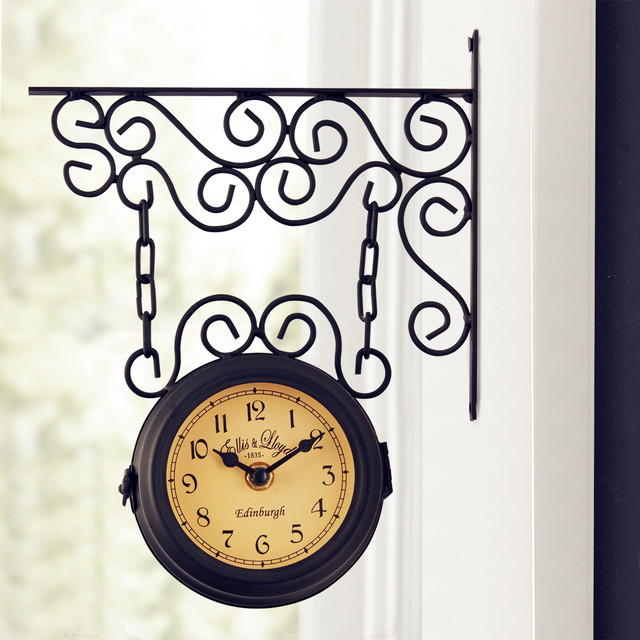 European Digital Small Waterproof Hanging Clock with Two Sides