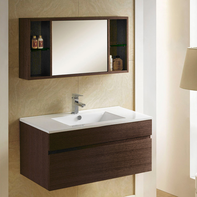 33" Dimitri WallMount Vanity and Mirrored Storage Contemporary