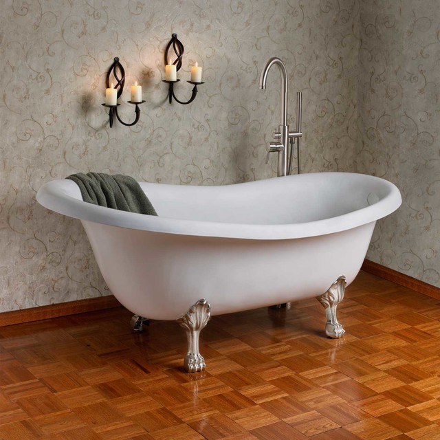 67" Manhattan Cast Iron Clawfoot Slipper Tub Lion Paw Feet Contemporary Bathtubs