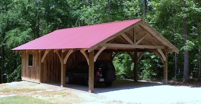 Timber Frame Carport/Workshop - Rustic - Garage And Shed - atlanta
