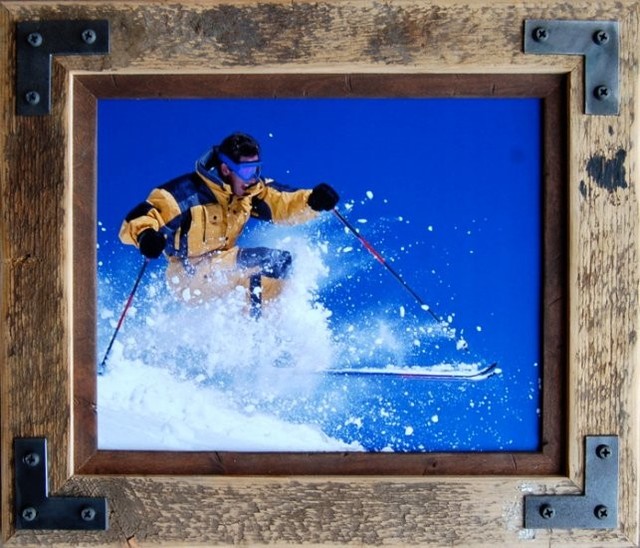 Rustic Frame 11x14 distressed barn wood frame, metal corner brackets