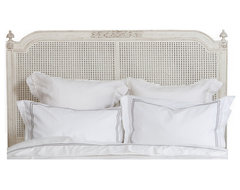 Blanka French Country White Washed Elegant Caned King Headboard farmhouse-headboards