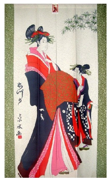 Japanese Noren (Curtains) - Geisha Music Doorway Curtain D3025 