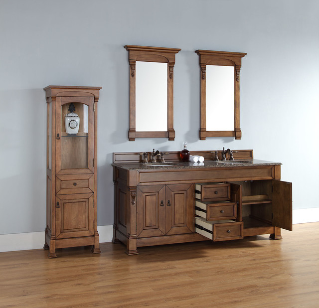 72 Inch Brookfield Country Oak Double Sink Vanity Transitional