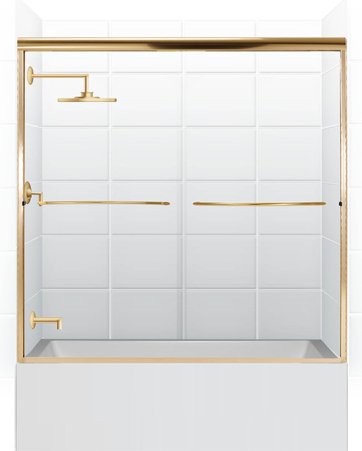 Coastal Paragon 1/4" Frameless Sliding Tub Shower Door, Gold, (58" 60