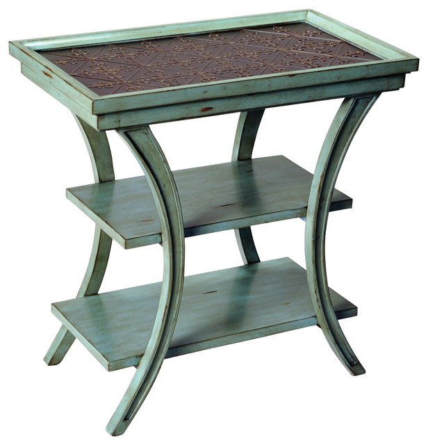 Cambridge 3Tier Accent Table Antique Blue Farmhouse Side Tables