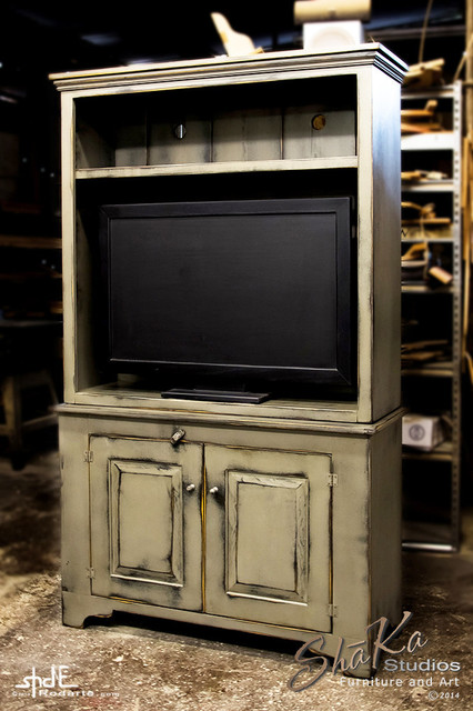  Pewter Open TV Cabinet farmhouse-entertainment-centers-and-tv-stands