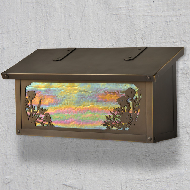 California Poppy Horizontal Wall Mounted Mailbox Traditional