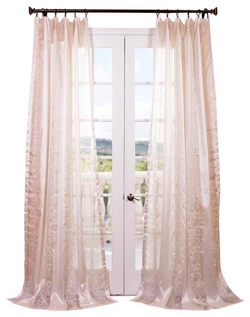 Juliette Ivory Embroidered Sheer Curtain - Contemporary ... Ivory Sheer Curtains