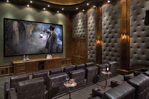 Faux Leather Decorative Tiles in a home theater