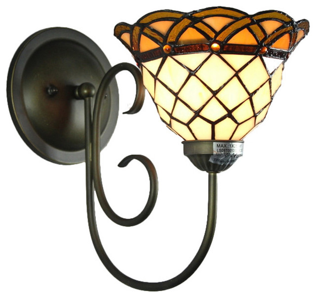 Upward Tiffany Style Wrought Iron Wall Sconces Lamp - Traditional - Wall Sconces - by ParrotUncle