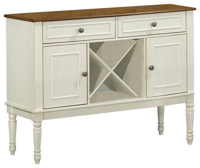 Antique White Oak Veneer 48"L Server Transitional Buffets And