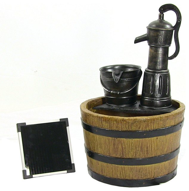 Sunnydaze Old Fashioned Water Pump with Barrel SolaronDemand Fountain