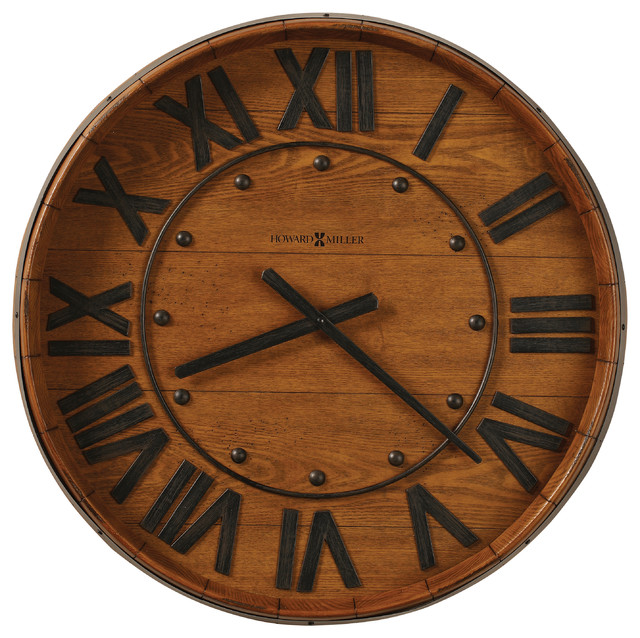 Reclaimed Wine Barrel Wall Clock Farmhouse Wall Clocks by