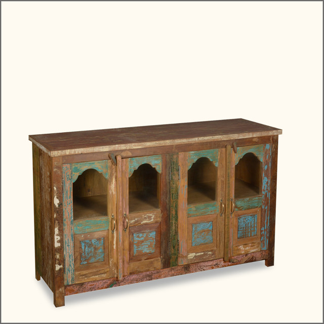 Reclaimed Wood 60" Buffet 4 Door Storage Sideboard Credenza