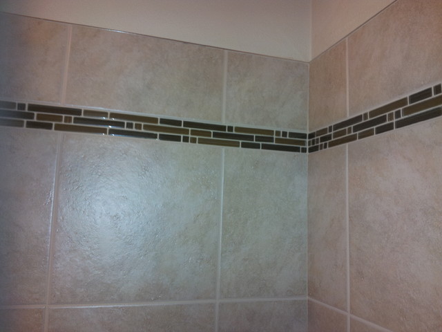 Shower Accent Tile With Metal Edging