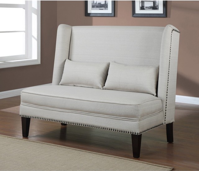 Wingback Natural Linen Love Seat - Contemporary - Loveseats - By ...