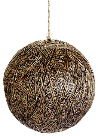 Silk Plants Direct Metallic Yarn Ball Ornament (Pack of 3) - Gold ...