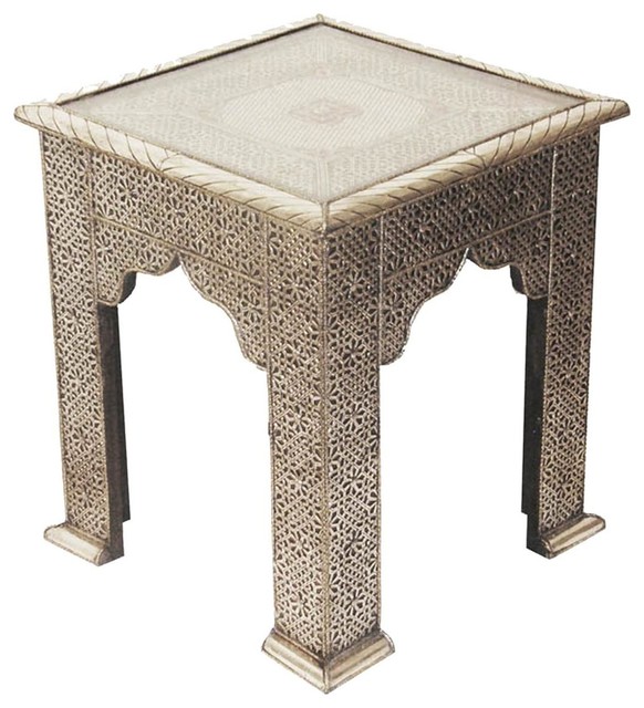 Moroccan Embossed Silver Side Table Side Tables And End Tables by
