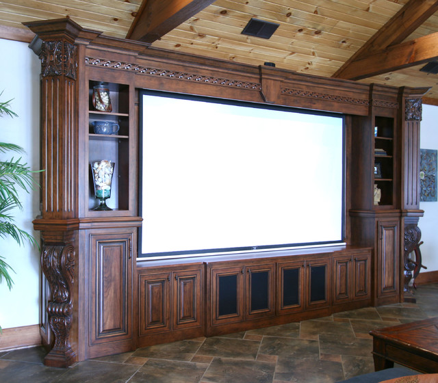 Pool House & Man Cave Combination - traditional - media room ...