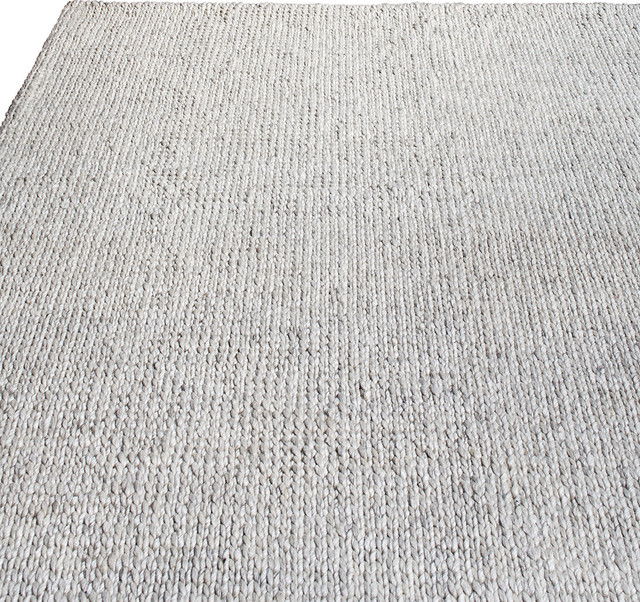 Hand Woven Braided Wool Rug, Chalk, 10x14 Modern Rugs by Hammers