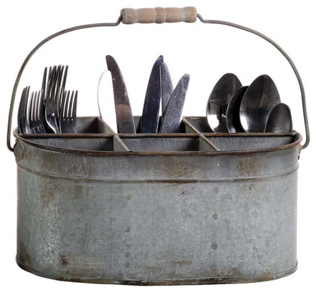 Farmhouse Style Tin Caddy with 6 Compartments - eclectic - cabinet ...