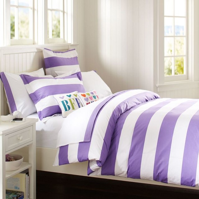 Cottage Stripe Duvet Cover + Sham, Purple - Duvet Covers And Duvet ...