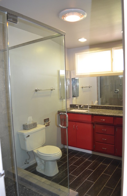 Bathroom Remodel - Red Cabinet contemporary-bathroom