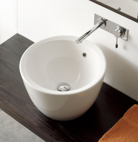 Circular Above Counter Ceramic Vessel Sink by Scarabeo - Contemporary ...