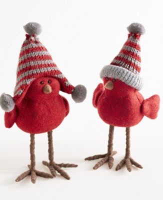 winter bird figurines