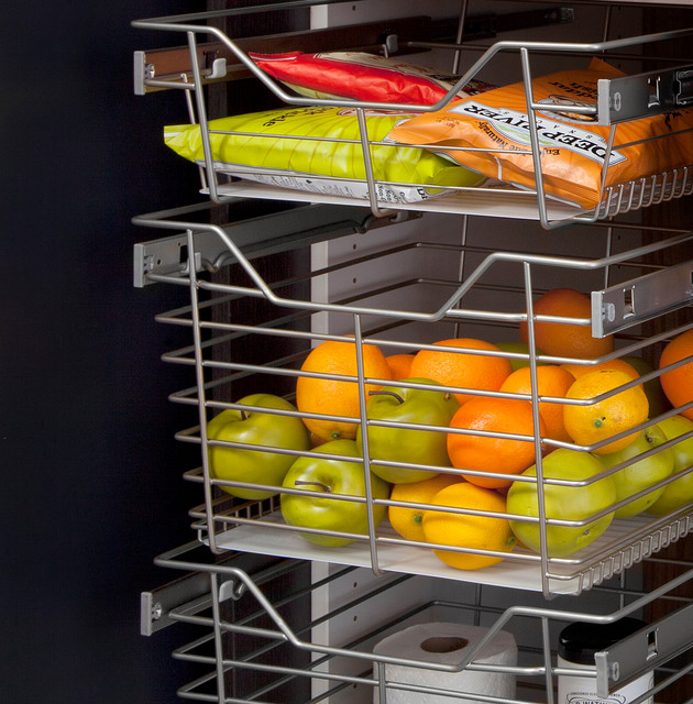 Pantry Sliding Chrome Baskets Modern Pantry other metro