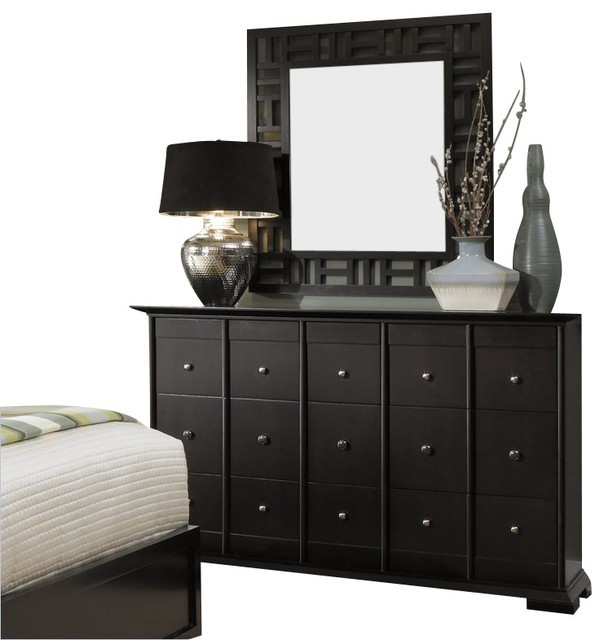 Broyhill Perspectives 9 Drawer Dresser and Lattice Mirror