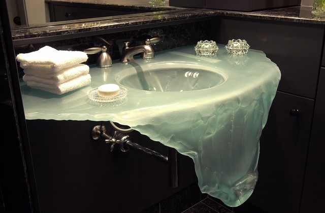 Slumped Glass Vanity - contemporary - bathroom sinks - seattle ...