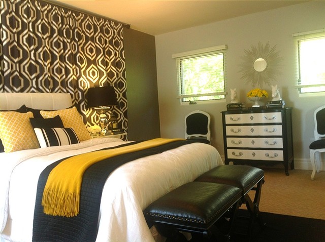 Black, White, Grey/Grey And Gold Bedroom - Contemporary - Bedroom ...