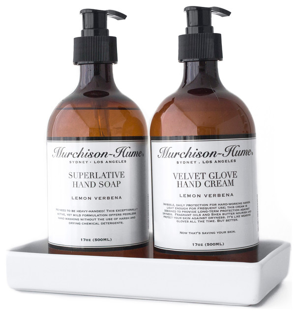MurchisonHume Lemon Verbena Hand Care Set Traditional Soap & Lotion Dispensers by