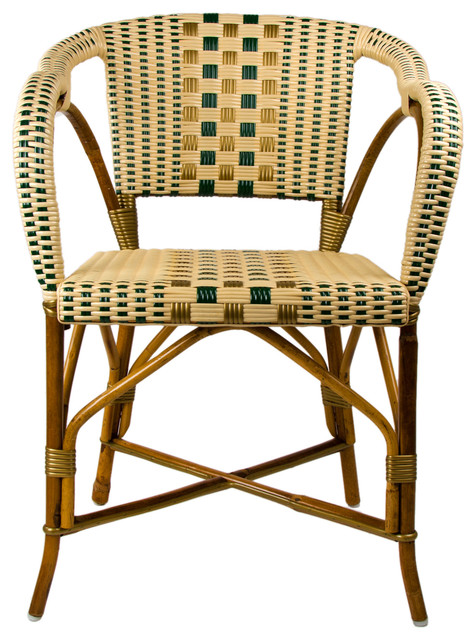 Cream, Green & Gold Mediterranean Bistro Chair with Woven ...