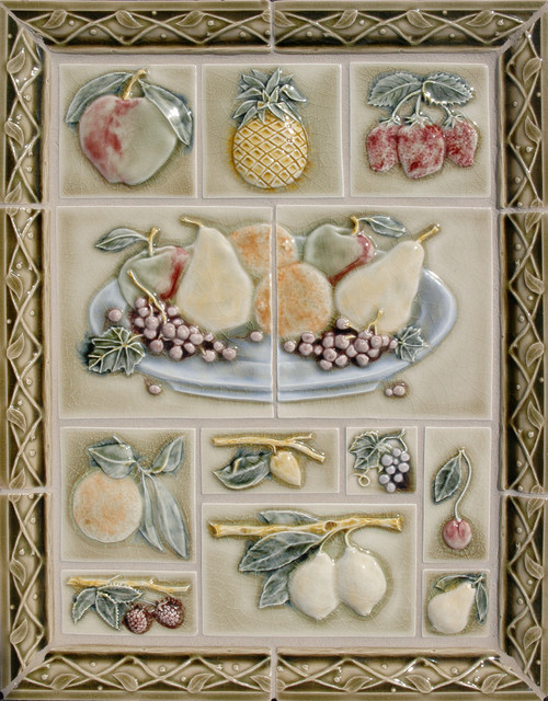 Vintage Illustration Fruit Theme Traditional Tile portland by