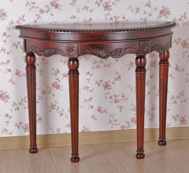Half Round Carved Wood Console Table Contemporary Console Tables