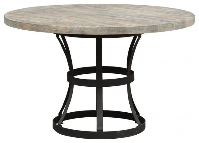 50" Round Rustic Industrial Style Dining Table - Industrial - Dining