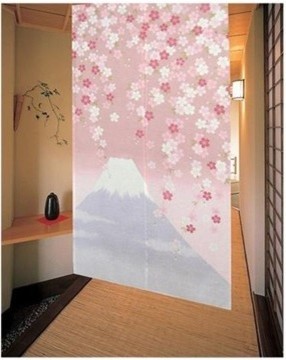 Fuji Oriental Cherry Japanese Noren Doorway Curtain - modern 