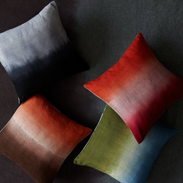 DipDye Rainbow Silk Pillow Cover Contemporary Decorative Pillows