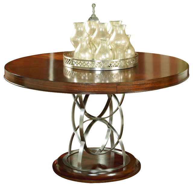 American Drew Motif Round Pedestal Dining Table in Walnut