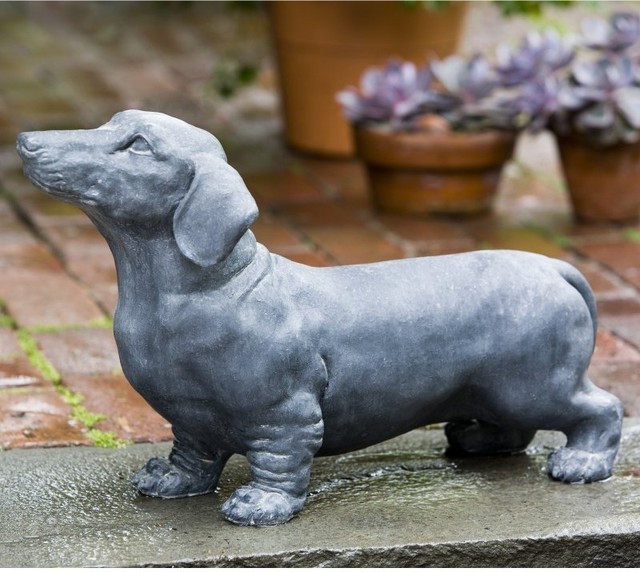 Campania International Fritz The Dachshund Dog Cast Stone Garden Statue A338 Contemporary